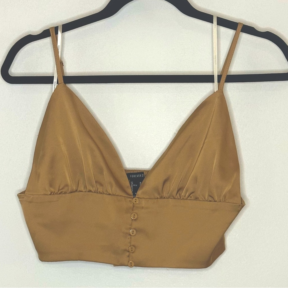 Forever 21 Spaghetti strap crop top.  Size small s. Color gold.
